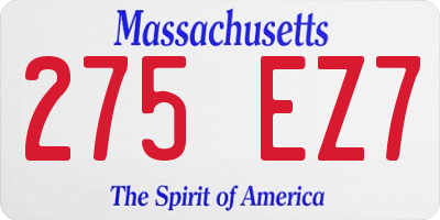 MA license plate 275EZ7
