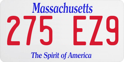 MA license plate 275EZ9