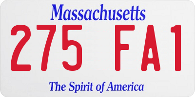 MA license plate 275FA1