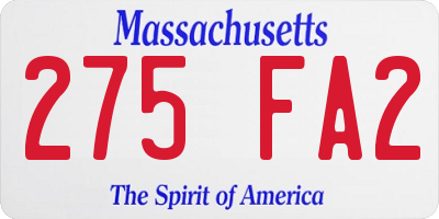 MA license plate 275FA2