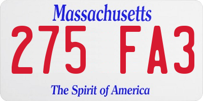 MA license plate 275FA3