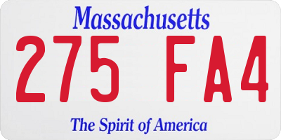 MA license plate 275FA4