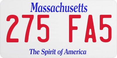 MA license plate 275FA5