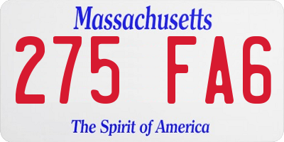 MA license plate 275FA6