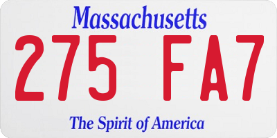 MA license plate 275FA7