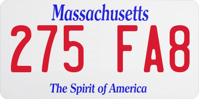 MA license plate 275FA8