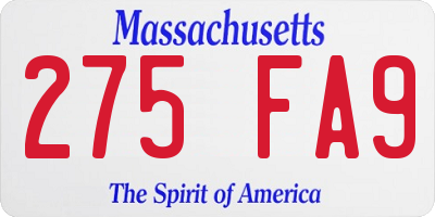 MA license plate 275FA9