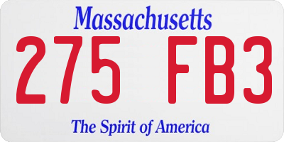 MA license plate 275FB3