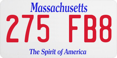 MA license plate 275FB8