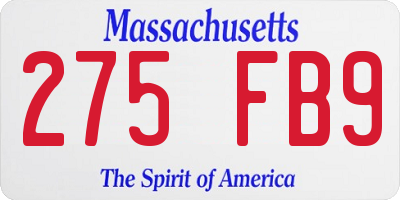 MA license plate 275FB9