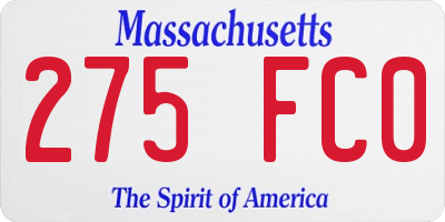 MA license plate 275FC0