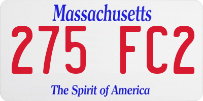 MA license plate 275FC2