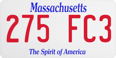 MA license plate 275FC3