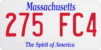 MA license plate 275FC4