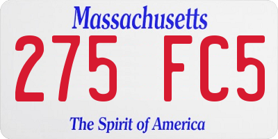MA license plate 275FC5