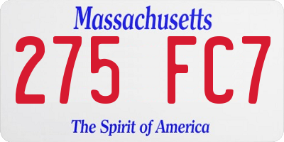 MA license plate 275FC7