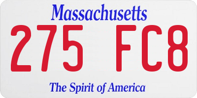 MA license plate 275FC8