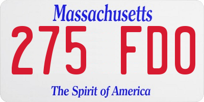 MA license plate 275FD0