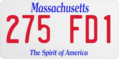 MA license plate 275FD1