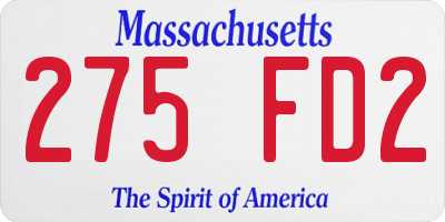 MA license plate 275FD2
