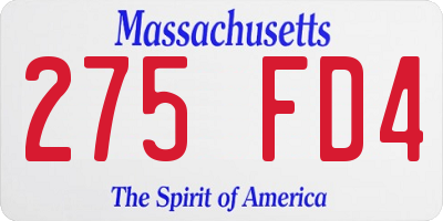 MA license plate 275FD4