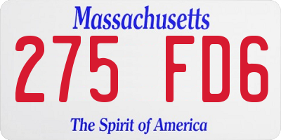 MA license plate 275FD6