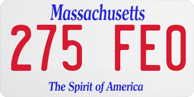MA license plate 275FE0