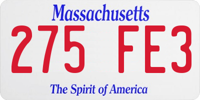 MA license plate 275FE3