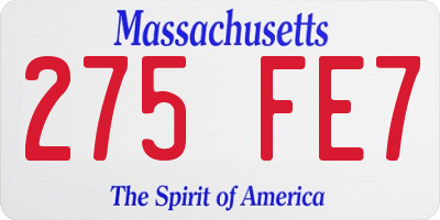 MA license plate 275FE7