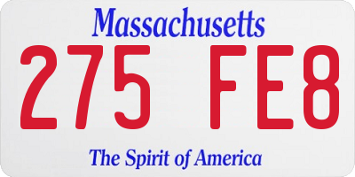 MA license plate 275FE8