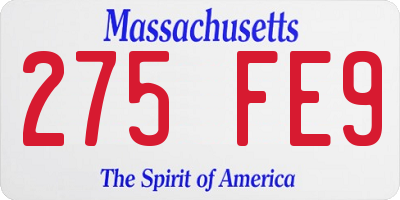 MA license plate 275FE9