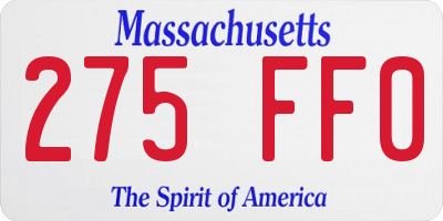 MA license plate 275FF0