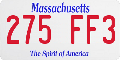 MA license plate 275FF3