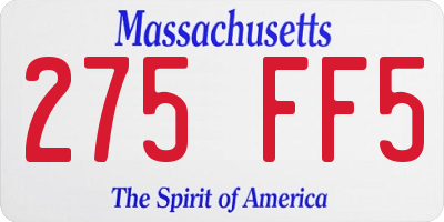 MA license plate 275FF5