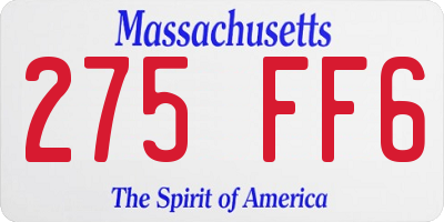 MA license plate 275FF6