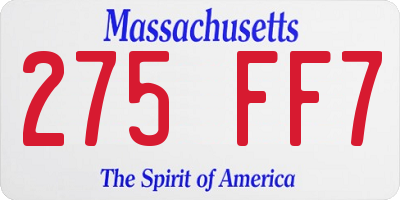 MA license plate 275FF7