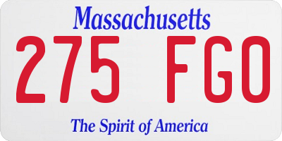 MA license plate 275FG0