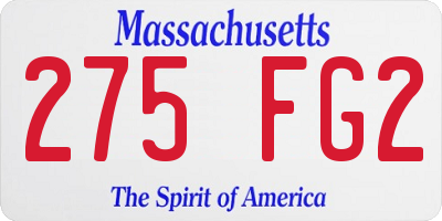 MA license plate 275FG2