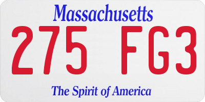 MA license plate 275FG3