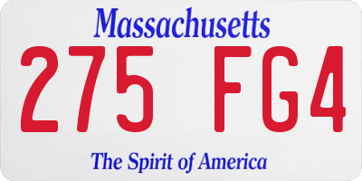MA license plate 275FG4