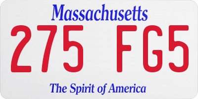 MA license plate 275FG5