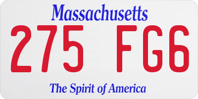 MA license plate 275FG6