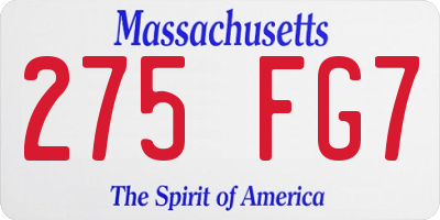 MA license plate 275FG7