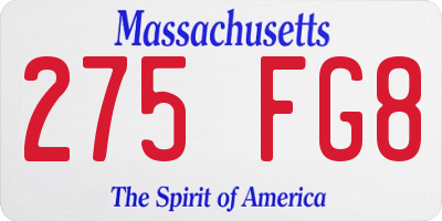 MA license plate 275FG8