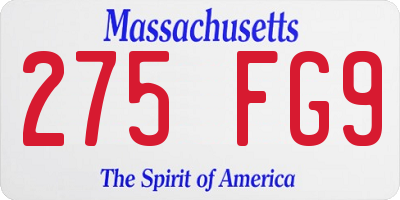 MA license plate 275FG9