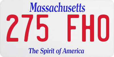 MA license plate 275FH0
