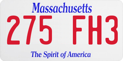 MA license plate 275FH3