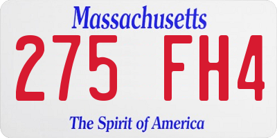 MA license plate 275FH4