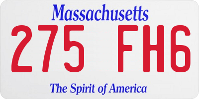 MA license plate 275FH6
