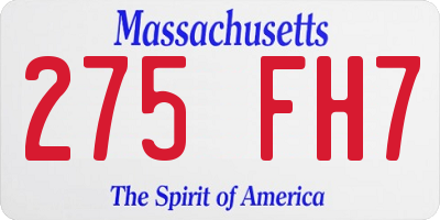 MA license plate 275FH7